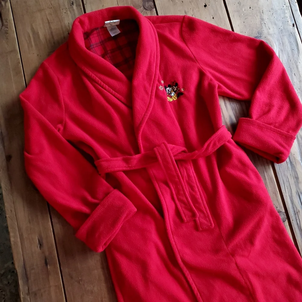 Disney Mickey Red Fleece Robe Junior Size Large